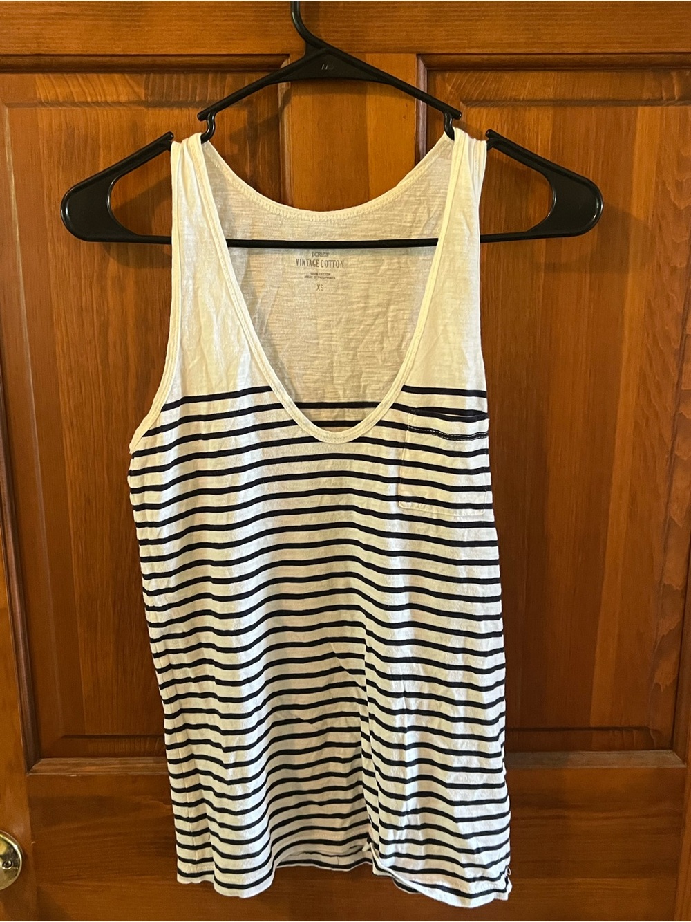 J. Crew White and Black Striped Scoop Tank Top